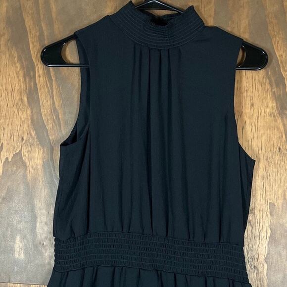 Express Womens Dress Black Ruffle Tiered Mock Neck Sleeveless Mini Medium - Picture 2 of 10